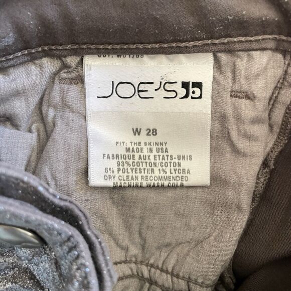 Joe’s Jeans Women Mid Rise Skinny Metallic Coated Glitter Gray Silver 28 Mari - Picture 4 of 10
